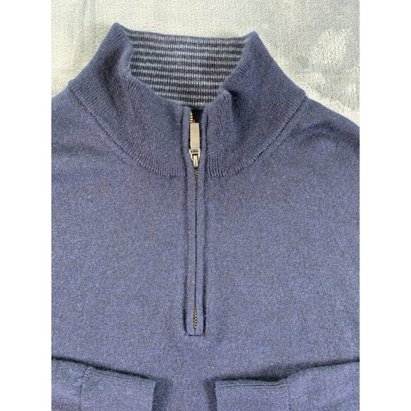 Untuckit Men's 100% Extra Fine Merino Wool Sz XXL Blue 1/4 Zip Sweater Henley - Picture 3 of 6